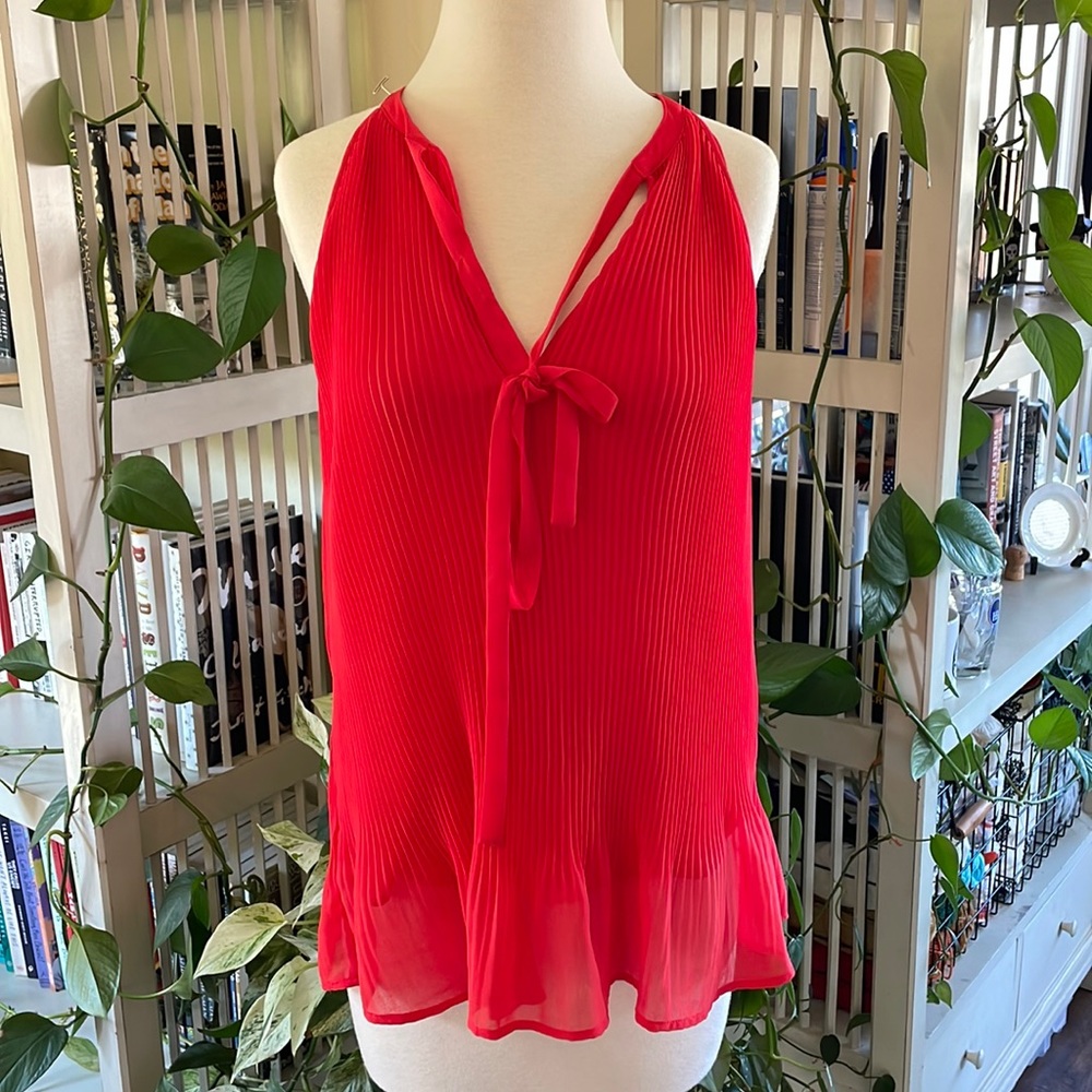 Zara Red Pleated Halter Blouse with front tie